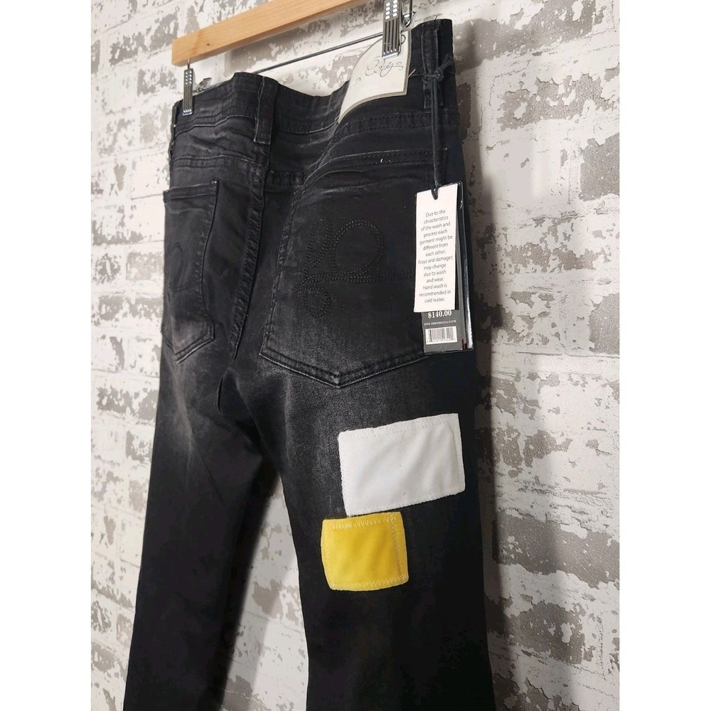 Frost Origs Distressed Patchwork Jeans Mens 32 Black Ripped Streetwear Urban - Picture 8 of 16
